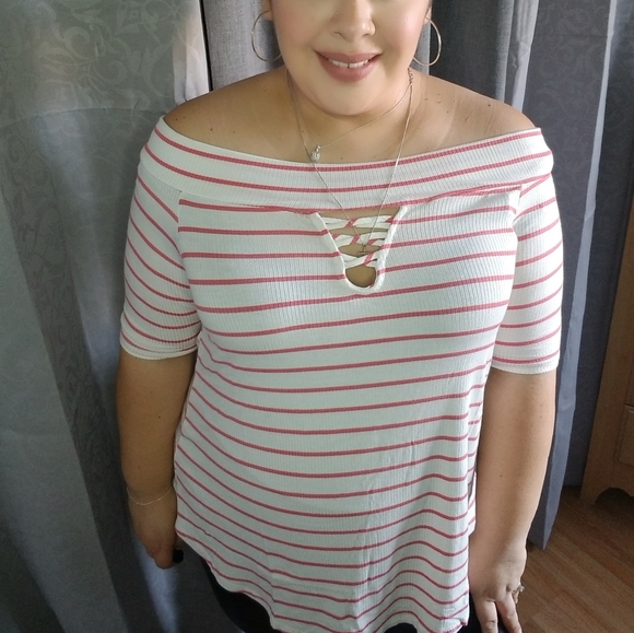 Ribbed Off The Shoulder Top - Picture 3 of 4